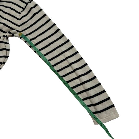J.JILL Cream & Navy Blue Stripe Decorative Trim Knit Top Long Sleeve Size Small - Picture 10 of 10